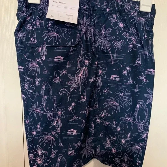 Goodfellow & Co Men's 7" Parrot Scenic Swim Trunks Medium - Picture 3 of 9